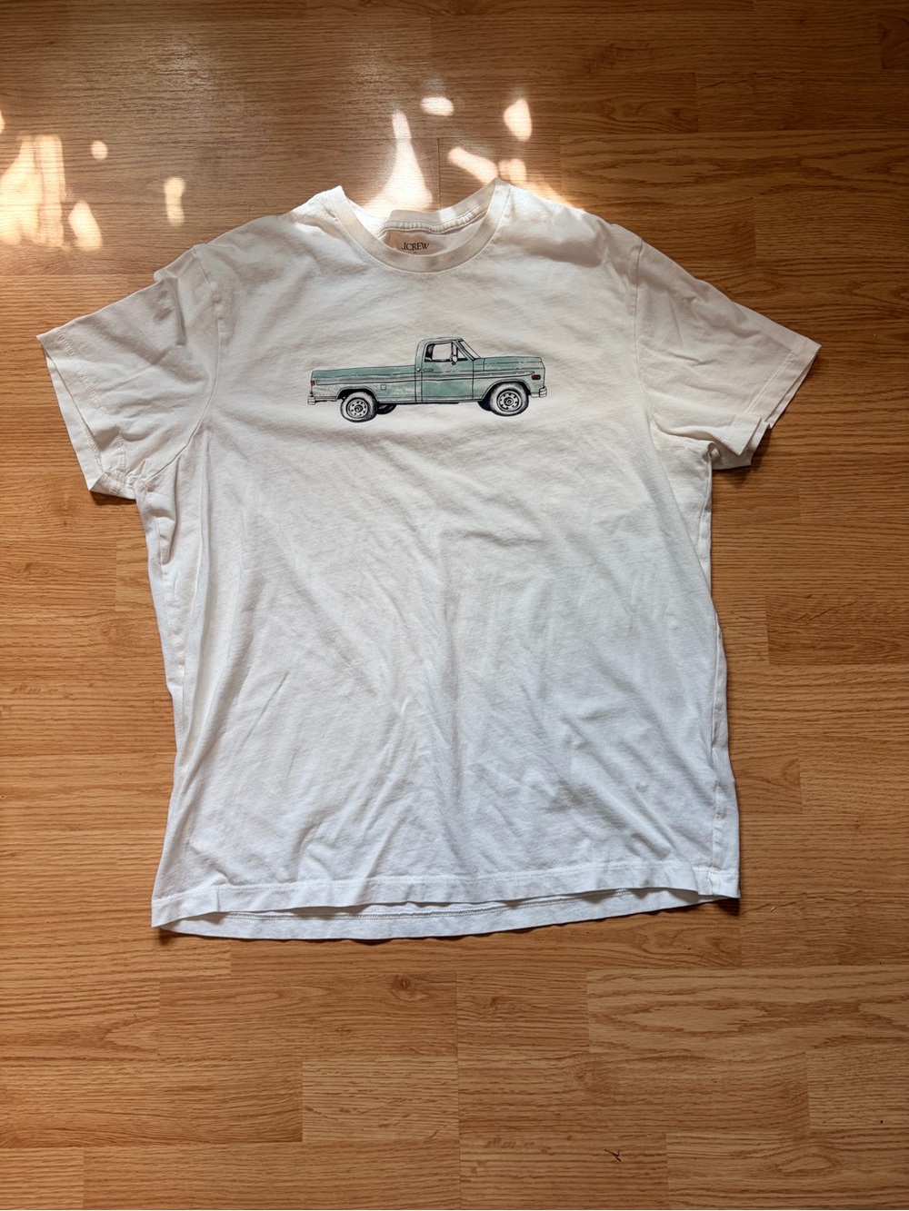 J. Crew Cream Short-Sleeve Tee with Green Truck Graphic